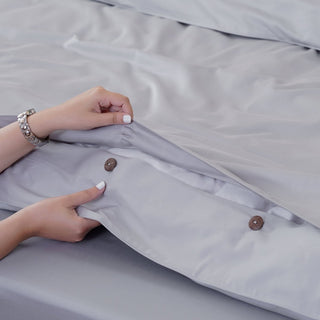 Ackly Bamboo - Dove Grey Duvet Cover - LOOMSHIRE - 4