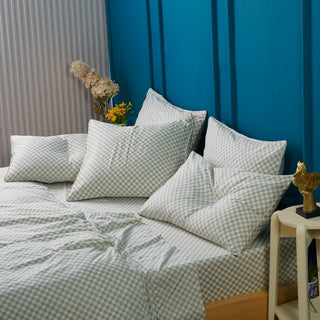Ackly Bamboo - Sage Green Checkerboard Bedding - LOOMSHIRE - 3
