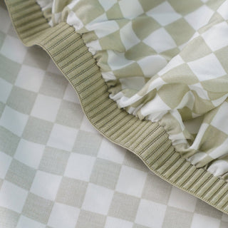 Ackly Bamboo - Sage Green Checkerboard Fitted Sheet - LOOMSHIRE - 4