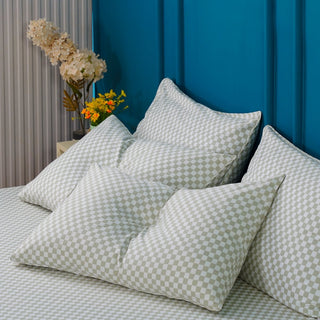 Ackly Bamboo - Sage Green Checkerboard Pillowcases Pair - LOOMSHIRE - 2