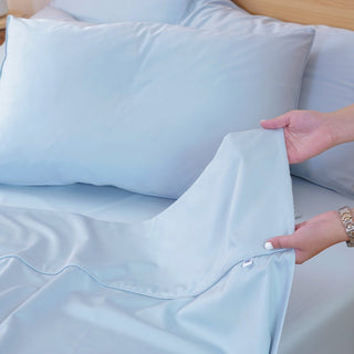 Ackly Bamboo - Sky Blue Flat Sheet - LOOMSHIRE - 3