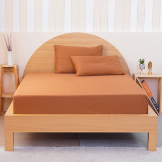 Ackly Bamboo - Terracotta Orange Fitted Sheet - LOOMSHIRE - 5
