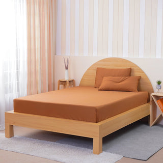 Ackly Bamboo - Terracotta Orange Fitted Sheet - LOOMSHIRE - 1