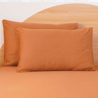 Ackly Bamboo - Terracotta Orange Pillowcases Pair - LOOMSHIRE - 6