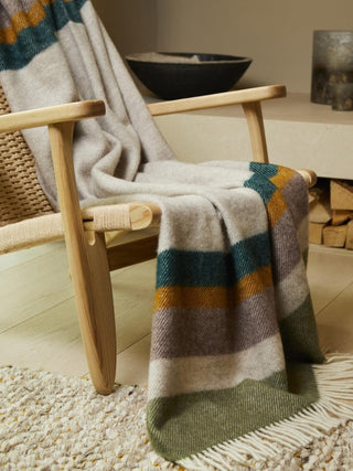Alaska Stripe Pure New Wool Throw - Earth - LOOMSHIRE - 5