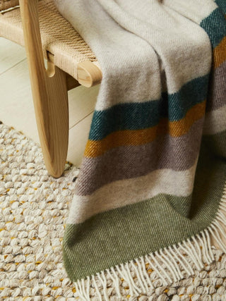 Alaska Stripe Pure New Wool Throw - Earth - LOOMSHIRE - 7