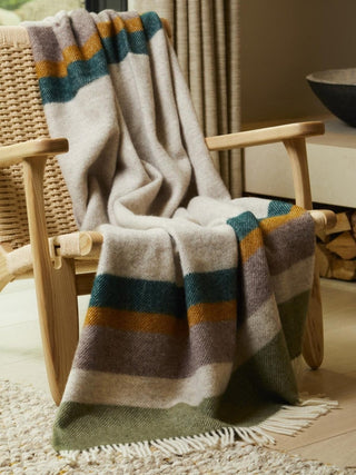 Alaska Stripe Pure New Wool Throw - Earth - LOOMSHIRE - 2