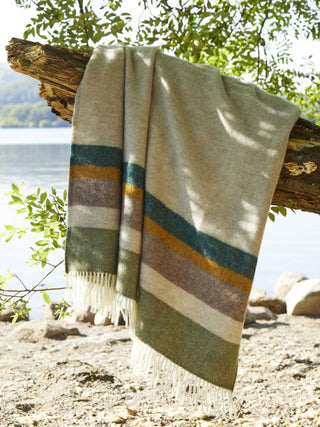 Alaska Stripe Pure New Wool Throw - Earth - LOOMSHIRE - 4