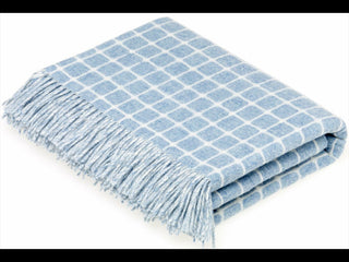 Athens Check Merino Lambswool Throw - Aqua - LOOMSHIRE - 2