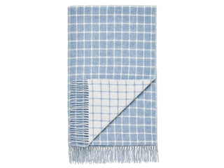 Athens Check Merino Lambswool Throw - Aqua - LOOMSHIRE - 1