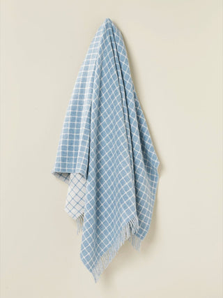 Athens Check Merino Lambswool Throw - Aqua - LOOMSHIRE - 3