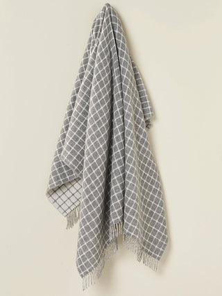 Athens Check Merino Lambswool Throw - Grey - LOOMSHIRE - 2