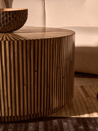 Bambusa Bamboo Inlay Round Coffee Table - LOOMSHIRE - 5