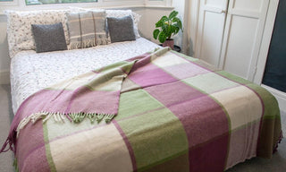 Block Check Pure New Wool Throw - Apple/Raspberry - LOOMSHIRE - 3