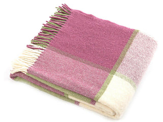 Block Check Pure New Wool Throw - Apple/Raspberry - LOOMSHIRE - 1