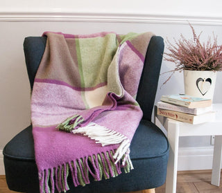 Block Check Pure New Wool Throw - Apple/Raspberry - LOOMSHIRE - 2