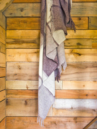 Block Check Pure New Wool Throw - Brown/Beige/Cream - LOOMSHIRE - 5