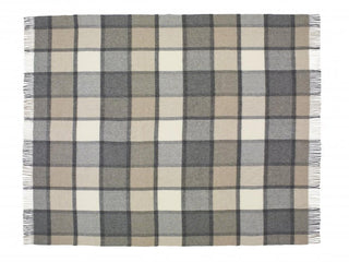 Block Windowpane Lambswool Throw - White/Grey - LOOMSHIRE - 4