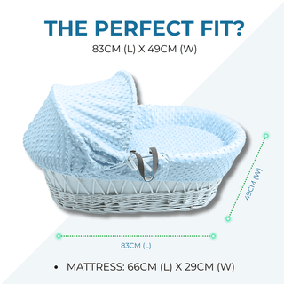 Blue Waffle White Wicker Baby Moses Basket With Stand - LOOMSHIRE - 5