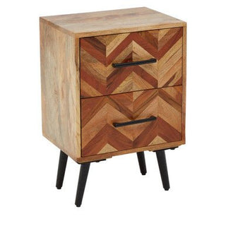 Boho Two Drawer Bedside Table In Mango Wood - LOOMSHIRE - 1