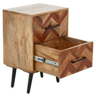 Boho Two Drawer Bedside Table In Mango Wood - LOOMSHIRE - 3