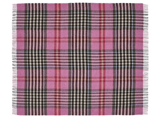 Chesil Check Pure New Wool Throw - Raspberry - LOOMSHIRE - 2