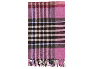 Chesil Check Pure New Wool Throw - Raspberry - LOOMSHIRE - 1