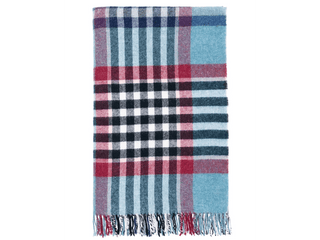 Chesil Check Pure New Wool Throw - Teal - LOOMSHIRE - 1