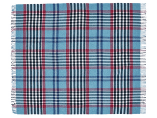 Chesil Check Pure New Wool Throw - Teal - LOOMSHIRE - 2