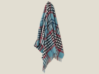 Chesil Check Pure New Wool Throw - Teal - LOOMSHIRE - 3