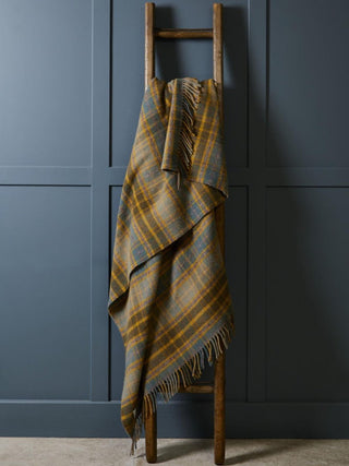 Cottage Check Pure New Wool Throw - Mustard - LOOMSHIRE - 2
