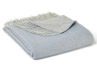 Dartmoor Reversible Pure New Wool Throw - Blue Mist - LOOMSHIRE - 1