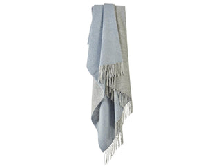 Dartmoor Reversible Pure New Wool Throw - Blue Mist - LOOMSHIRE - 4