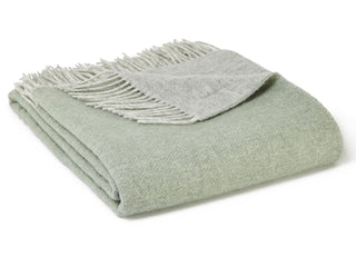 Dartmoor Reversible Pure New Wool Throw - Ice Green - LOOMSHIRE - 1
