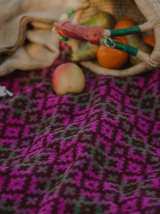 Dartmouth Shetland Pure New Wool Throw - Burgundy/Pink - LOOMSHIRE - 3