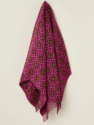 Dartmouth Shetland Pure New Wool Throw - Burgundy/Pink - LOOMSHIRE - 2