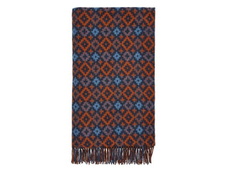 Dartmouth Shetland Pure New Wool Throw - Navy/Brick - LOOMSHIRE - 1