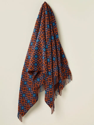 Dartmouth Shetland Pure New Wool Throw - Navy/Brick - LOOMSHIRE - 3