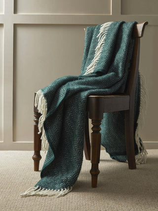 Dune Pure New Wool Throw - Emerald - LOOMSHIRE - 2