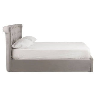 Edison Grey Velvet Ottoman Double Bed - LOOMSHIRE - 4