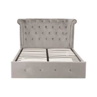 Edison Grey Velvet Ottoman Double Bed - LOOMSHIRE - 1