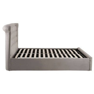 Edison Grey Velvet Ottoman Double Bed - LOOMSHIRE - 5