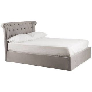Edison Grey Velvet Ottoman Double Bed - LOOMSHIRE - 3
