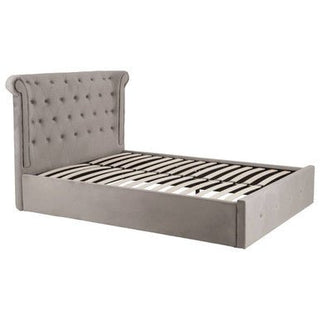 Edison Grey Velvet Ottoman Double Bed - LOOMSHIRE - 2