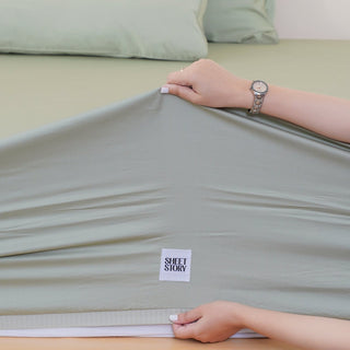 Ella Cotton - Sage Green Fitted Sheet - LOOMSHIRE - 2