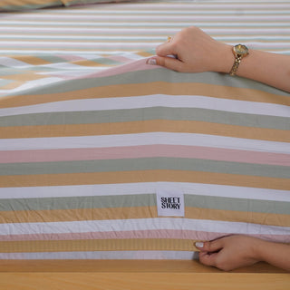 Ella Cotton - Serene Stripe Fitted Sheet - LOOMSHIRE - 5