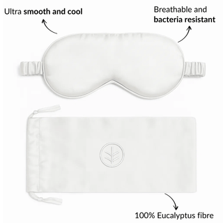 Essential Silk Sleep Eye Mask in White (Eucalyptus Silk) - LOOMSHIRE - 2