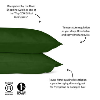 Eucalyptus Silk Pillowcase Pair in Forest Green (Best Seller) - LOOMSHIRE - 9