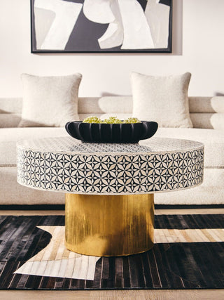 Fusion Round Coffee Table With Gold Base - LOOMSHIRE - 2