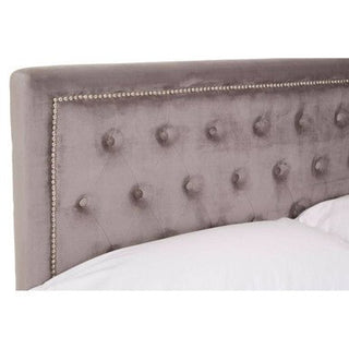 Hannah Grey Velvet Ottoman Bed Double - LOOMSHIRE - 5